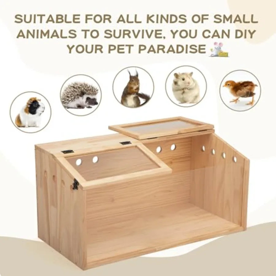 Wooden Hamster Cage Large Hamster Habitats Enclosure with Acrylic Window