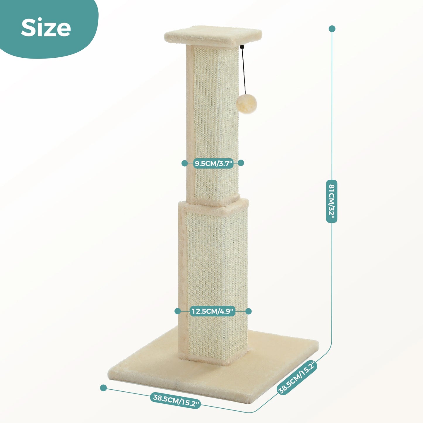 Large cat scratching post from mypawbloom with sisal scratching surfaces and cozy platform for cats to play and rest.