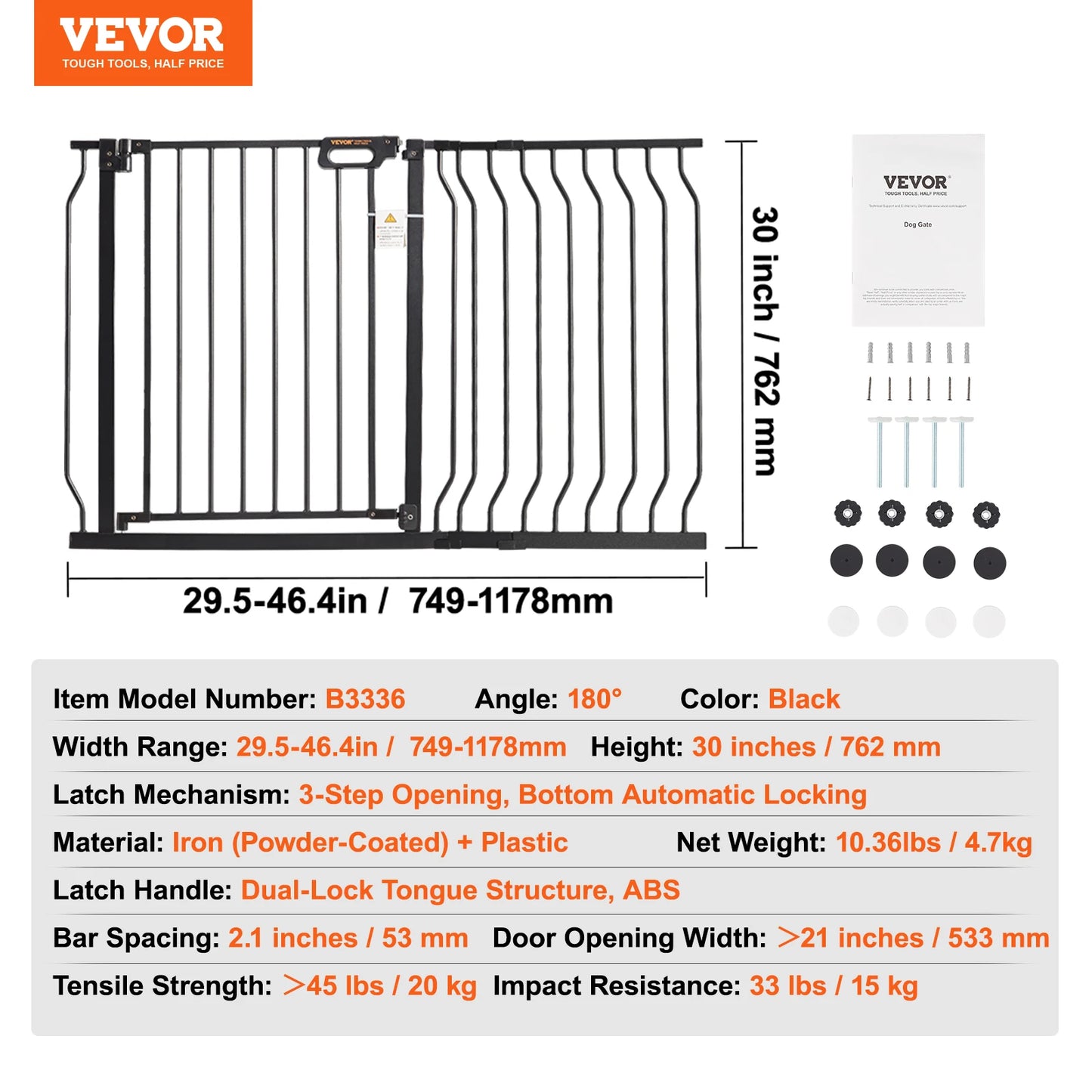 Mypawbloom gate 28/30/36 inches high, easy step walk-thru dog gate, with secure latch and adjustable width for pet safety.