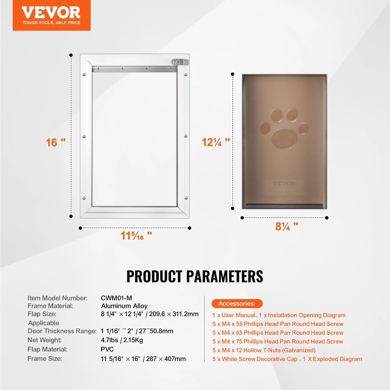 Weatherproof aluminum pet door with lock and flap system by mypawbloom, featuring a secure frame and easy access for pets.