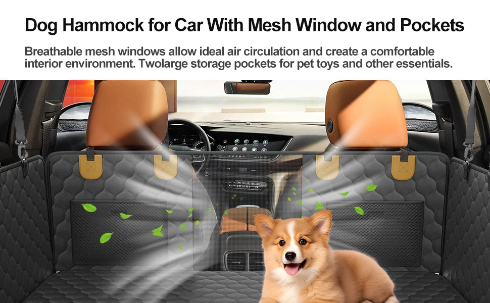 Foldable waterproof dog car seat by mypawbloom, designed for pet travel with secure sides and easy-to-clean surface.