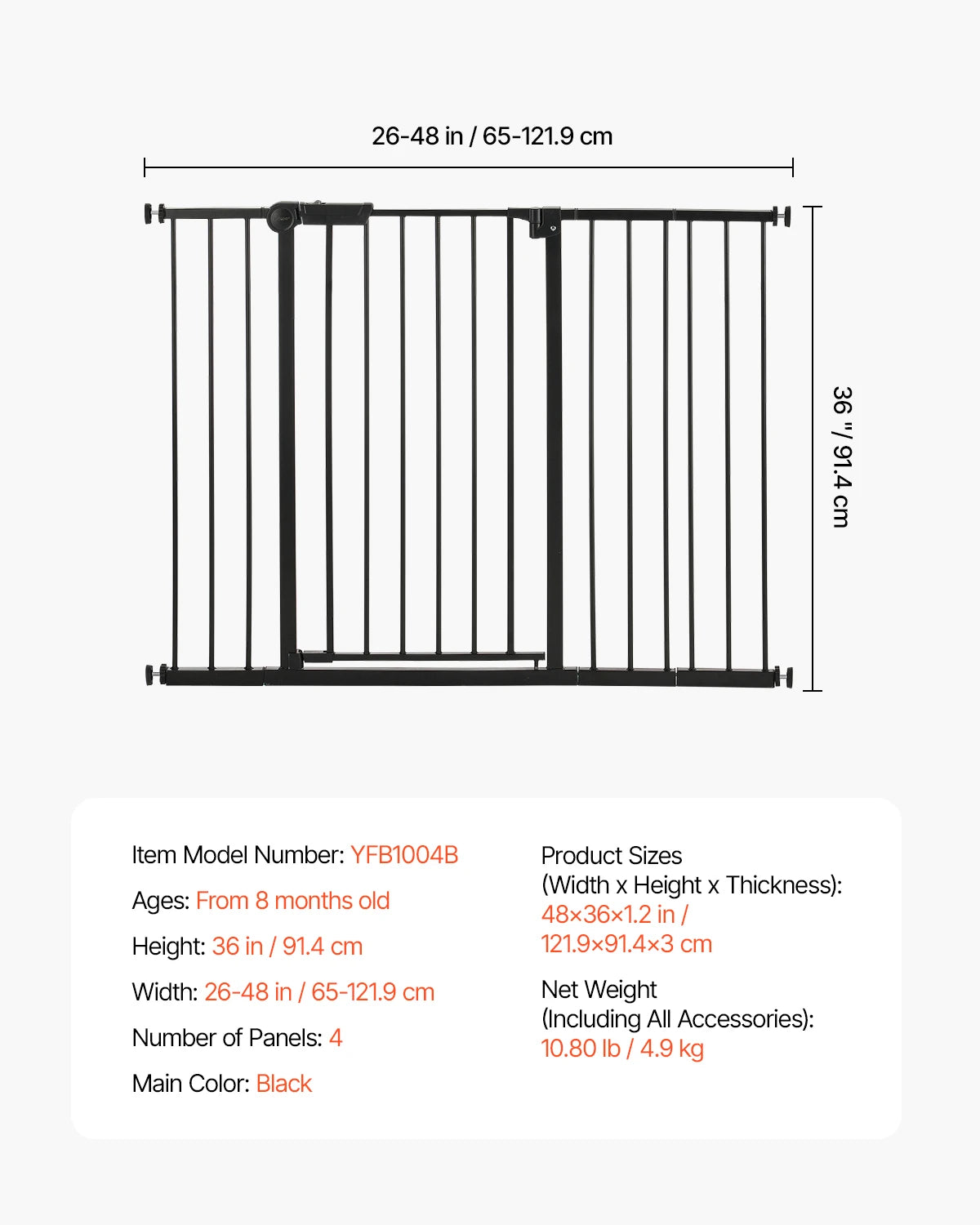 Mypawbloom walk-through dog gate in 28-inch height with easy step design, ideal for pets and home safety, shown in a neutral setting.