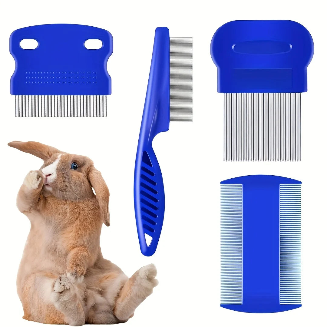 Pack of 4 Flea and Lice Combs, Stainless Steel