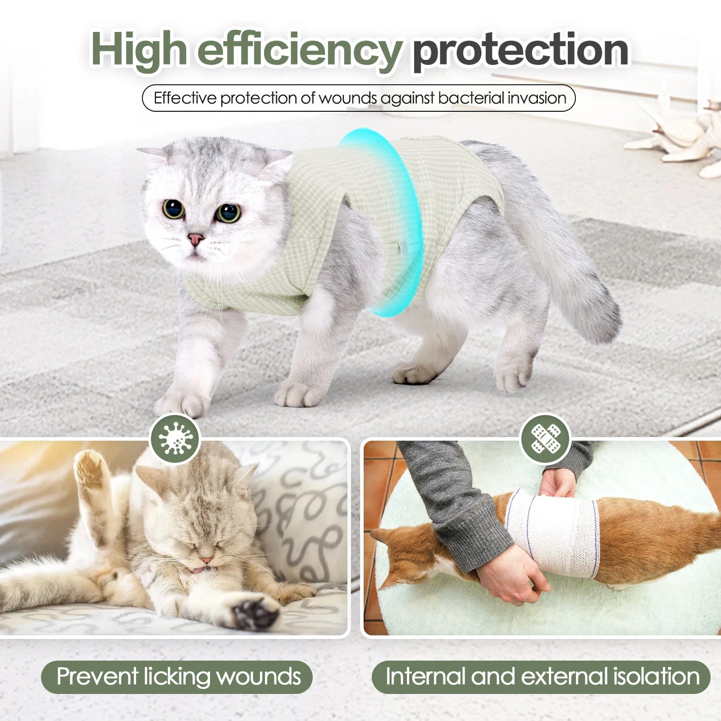 Cat Recovery Suit Professional,Abdominal Wounds Cone E-Collar Alternative