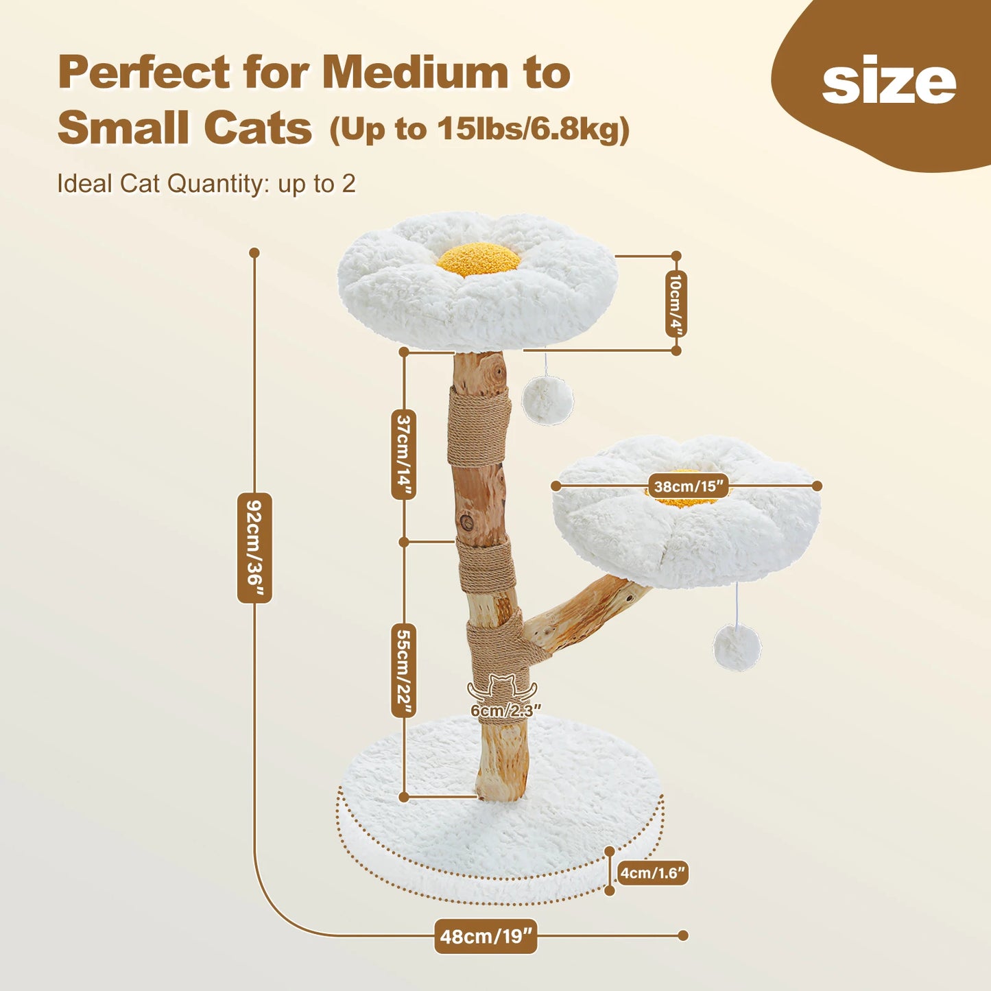 Modern wooden flower-themed cat tree for indoor cats by mypawbloom, featuring multiple levels and cozy resting spots.