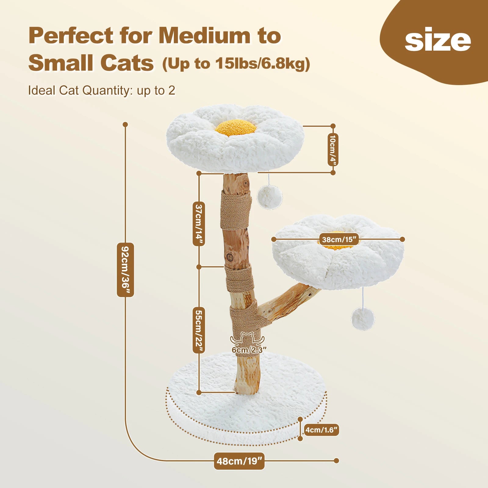 Modern wooden flower-themed cat tree for indoor cats by mypawbloom, featuring multiple levels and cozy resting spots.