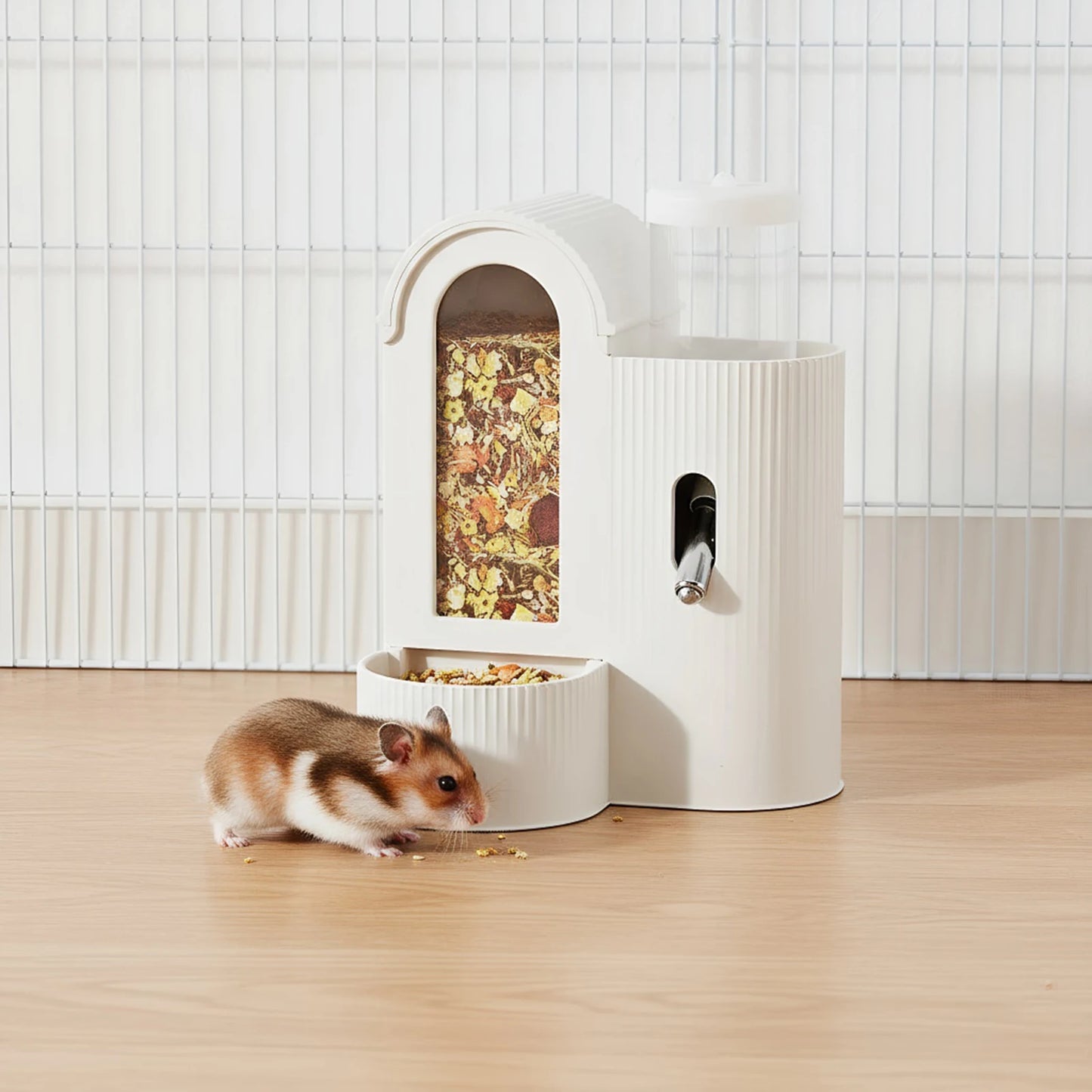 2-in-1 Automatic Food Bowl Large Capacity Hamster Feeder