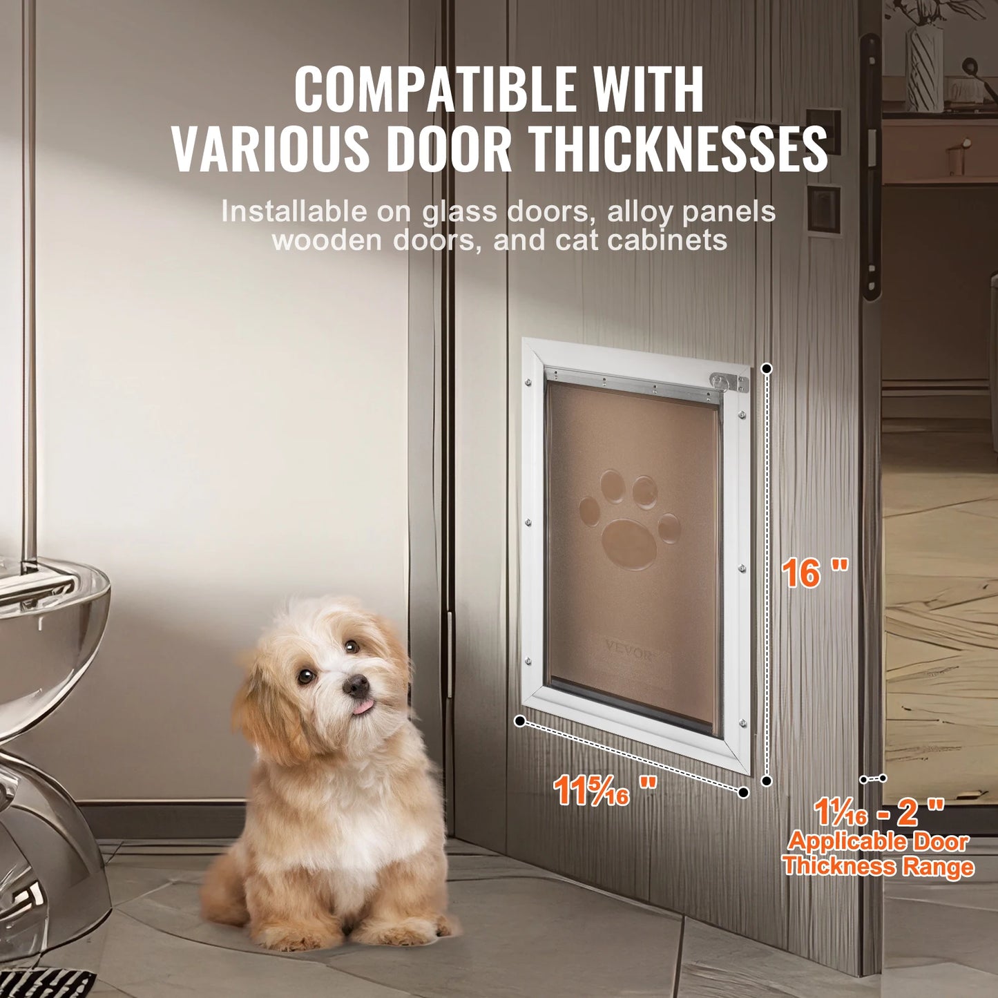 Weatherproof pet door with aluminum frame, lock, and flap system from mypawbloom, showing the secure, durable design.