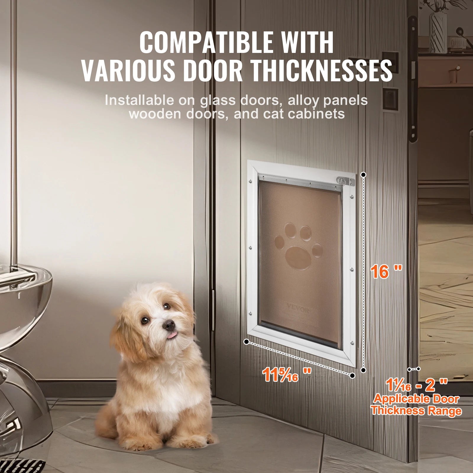Weatherproof pet door with aluminum frame, lock, and flap system from mypawbloom, showing the secure, durable design.