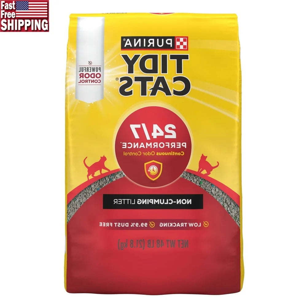 Mypawbloom multi-cat non-clumping cat litter 48lb bag with odor control, showing the bag's packaging and product details.