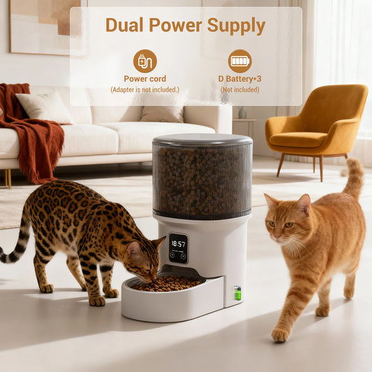Mypawbloom programmable 4L automatic pet feeder for small dogs and cats, with digital controls and food dispensing tray.