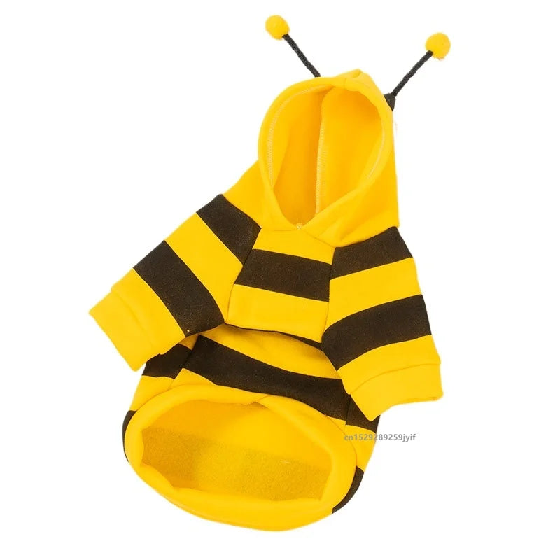 Cute Bumble Bee Dog Costume – Soft Autumn Winter Hoodie for Small Medium Dogs & Cats