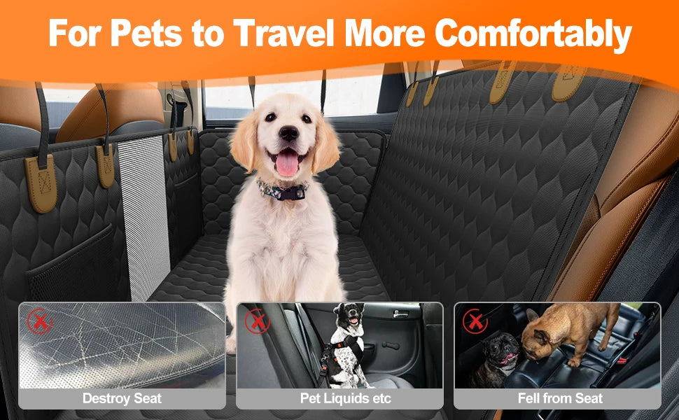Foldable waterproof pet travel car seat by mypawbloom, designed for dogs, featuring secure sides and easy-to-clean fabric.
