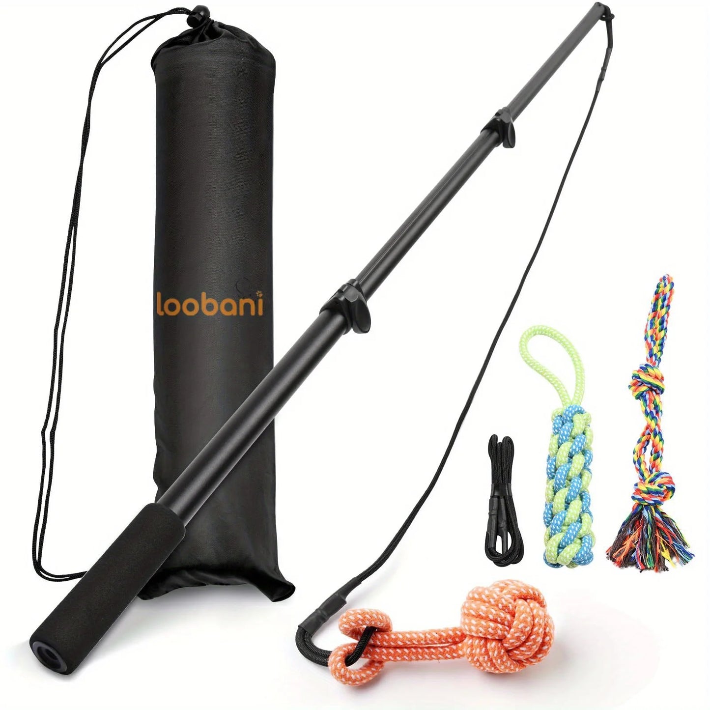 Extendable Pet Chase & Tug Wand – Outdoor Agility Training Exercise Pole