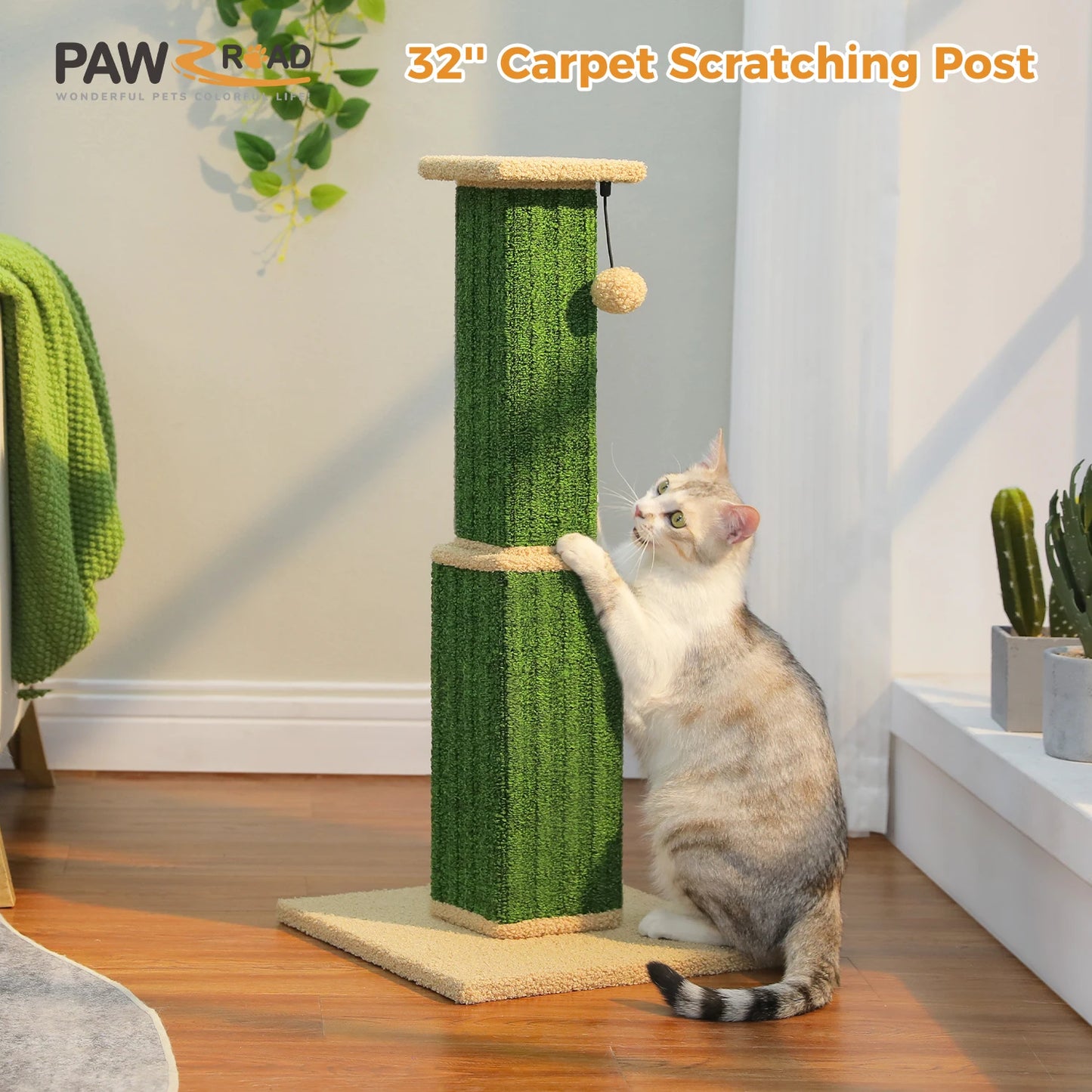 Large mypawbloom cat scratching post with sisal scratching surfaces and cozy platforms for cats to climb and relax.