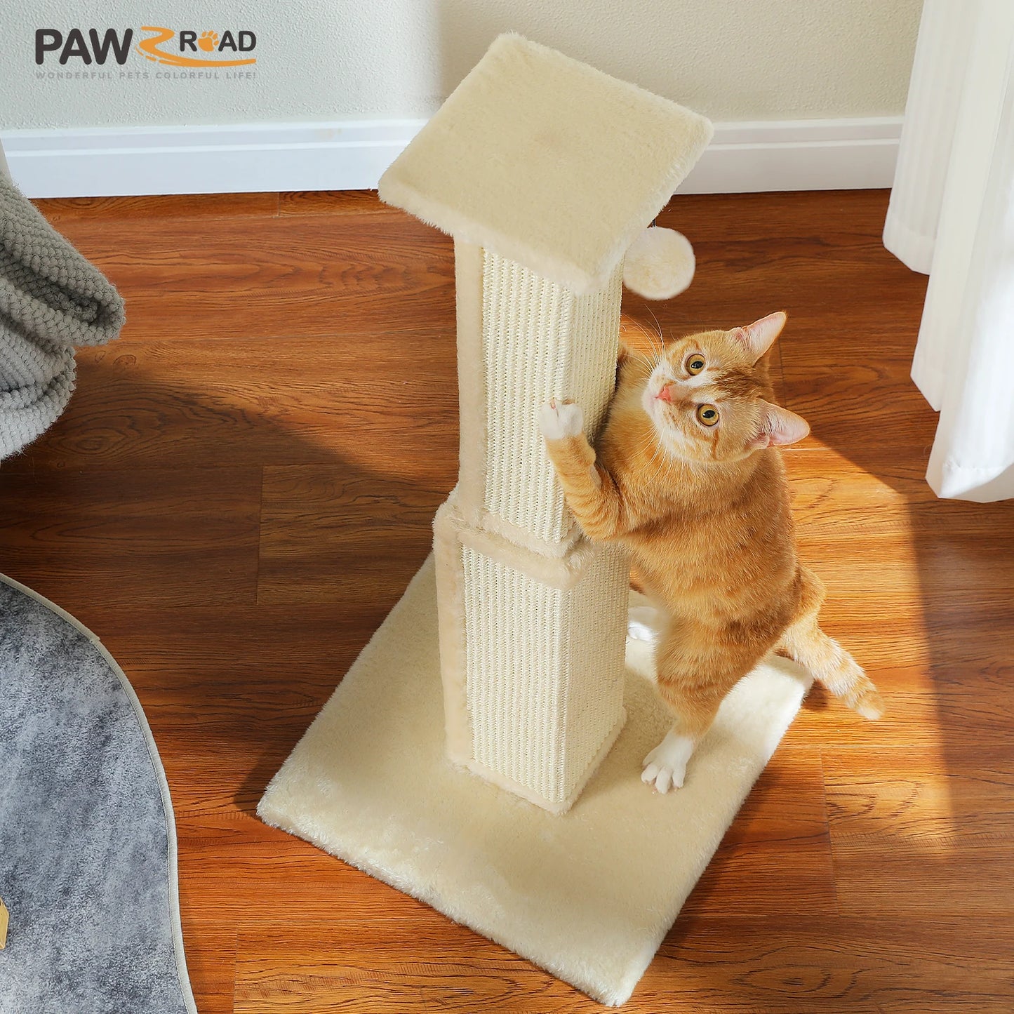 Large cat scratching post by mypawbloom with sisal scratching surfaces and cozy perches for feline entertainment and grooming.