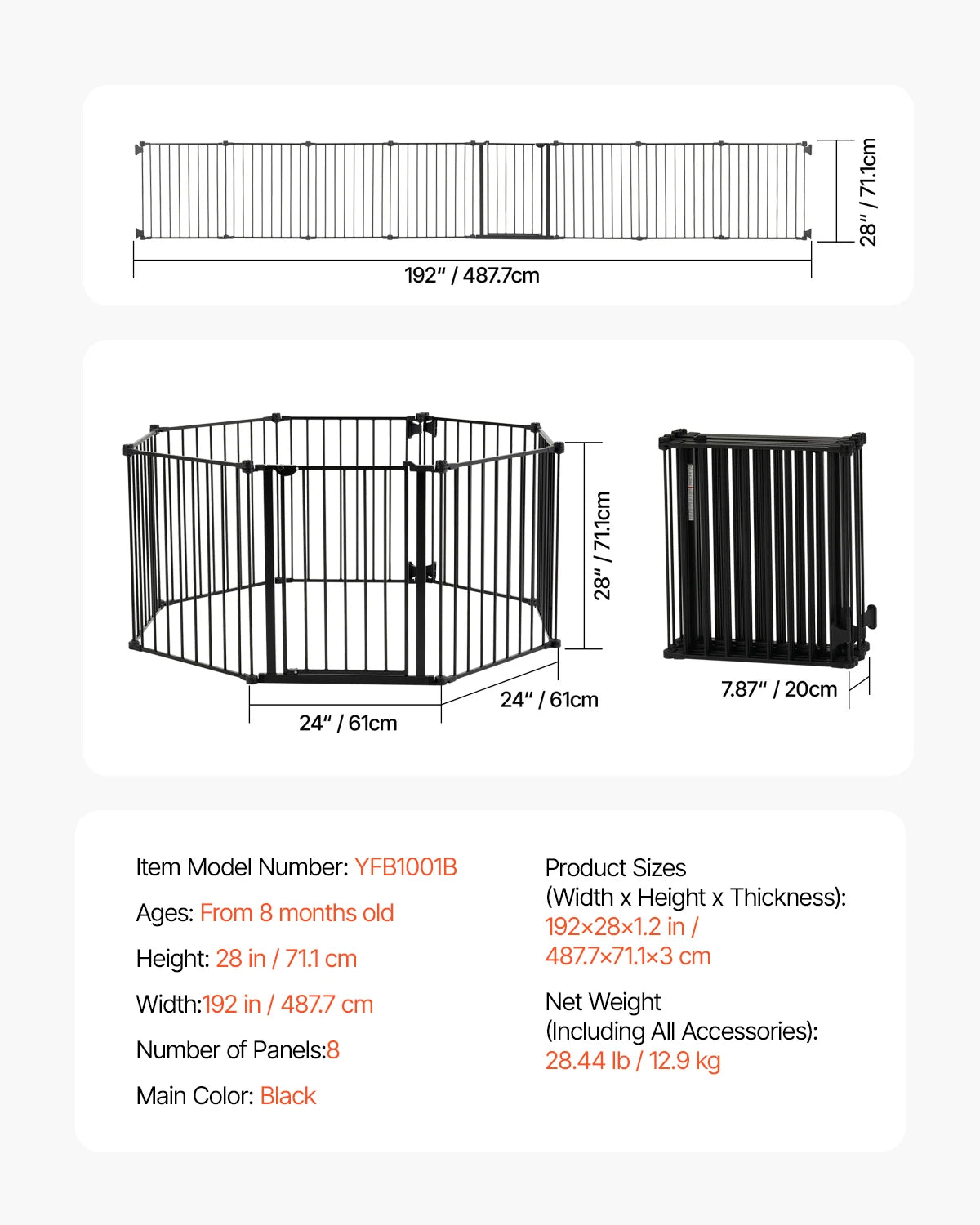 Mypawbloom dog gate in 28-36 inch height with easy step walk-through, white metal frame and adjustable width for pet safety.