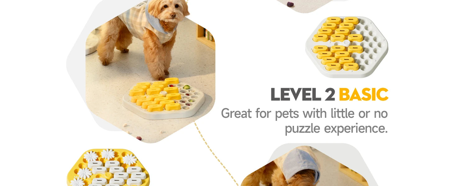 mypawbloom dog puzzle toy with a slow feeder design, featuring colorful compartments to challenge and entertain your pet.