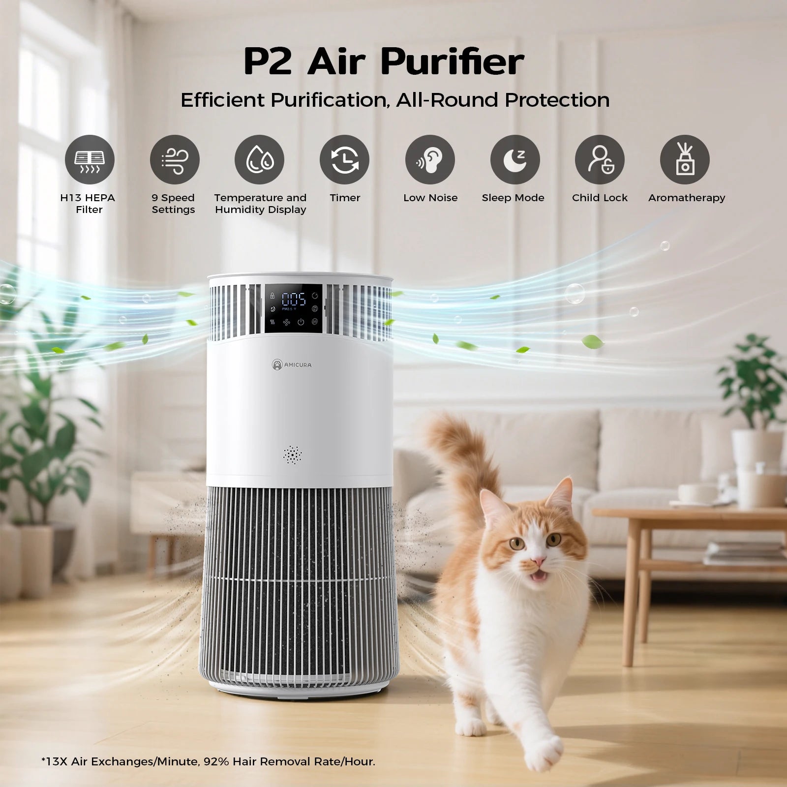 mypawbloom Amicura P2 Air Purifier for Pet Allergy Sufferers, compact device with filter for cleaner indoor air