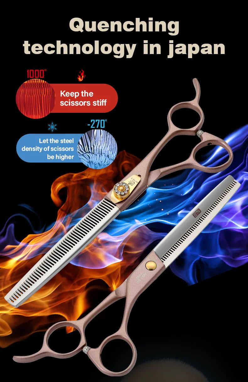 Fenice High-grade 7.5inch JP440C Steel Specials pet grooming thinner scissors