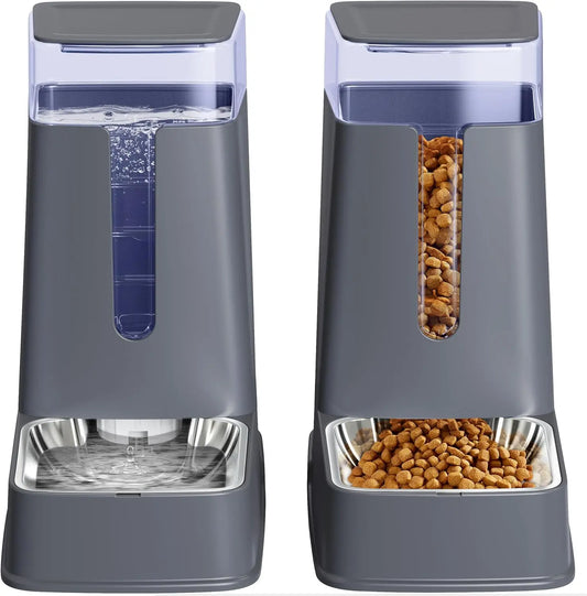 Automatic Pet Feeder and Water Dispenser Set with Stainless Steel Bowls
