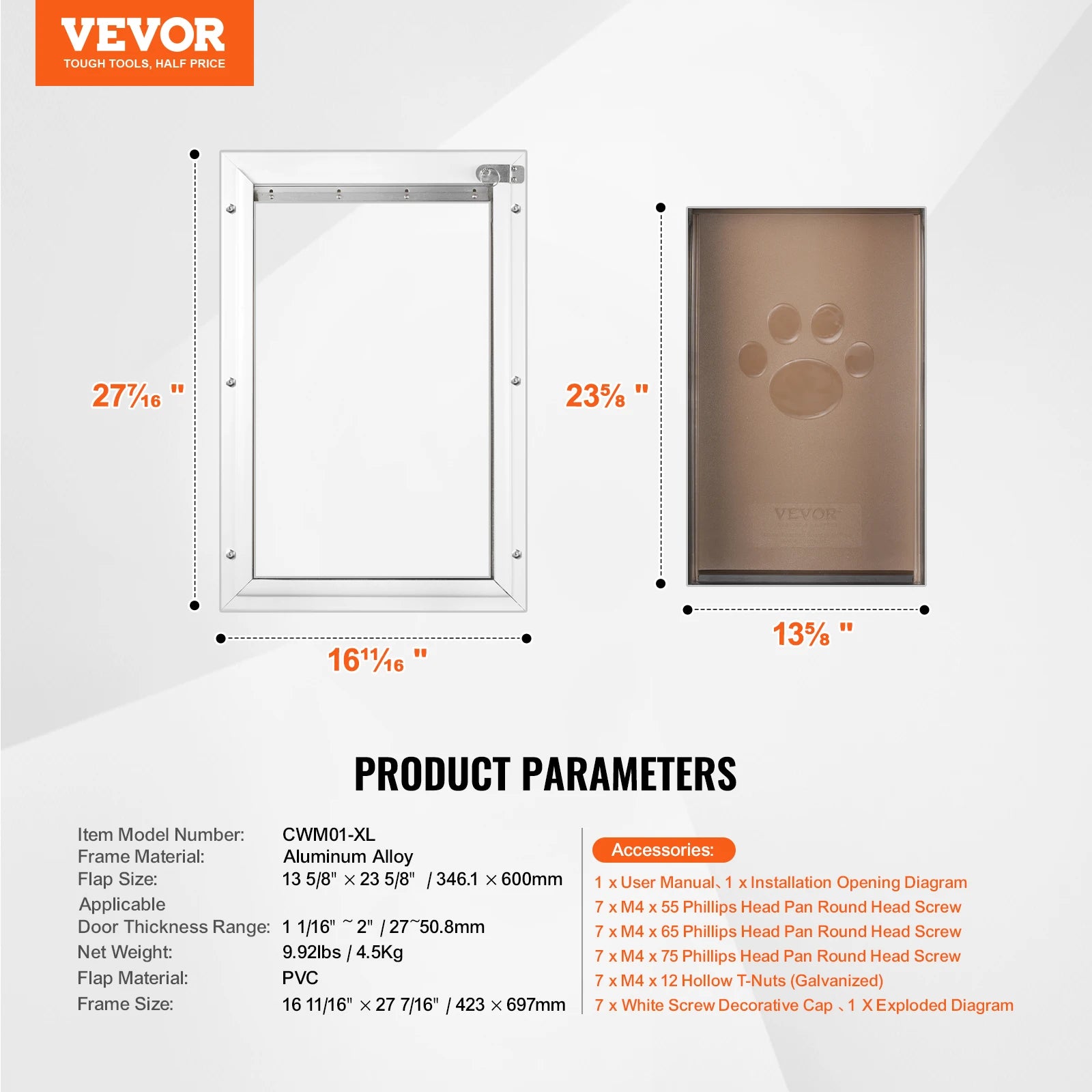 MyPawbloom pet door with aluminum frame, lock, and weatherproof flap system, designed for easy pet access and durability.