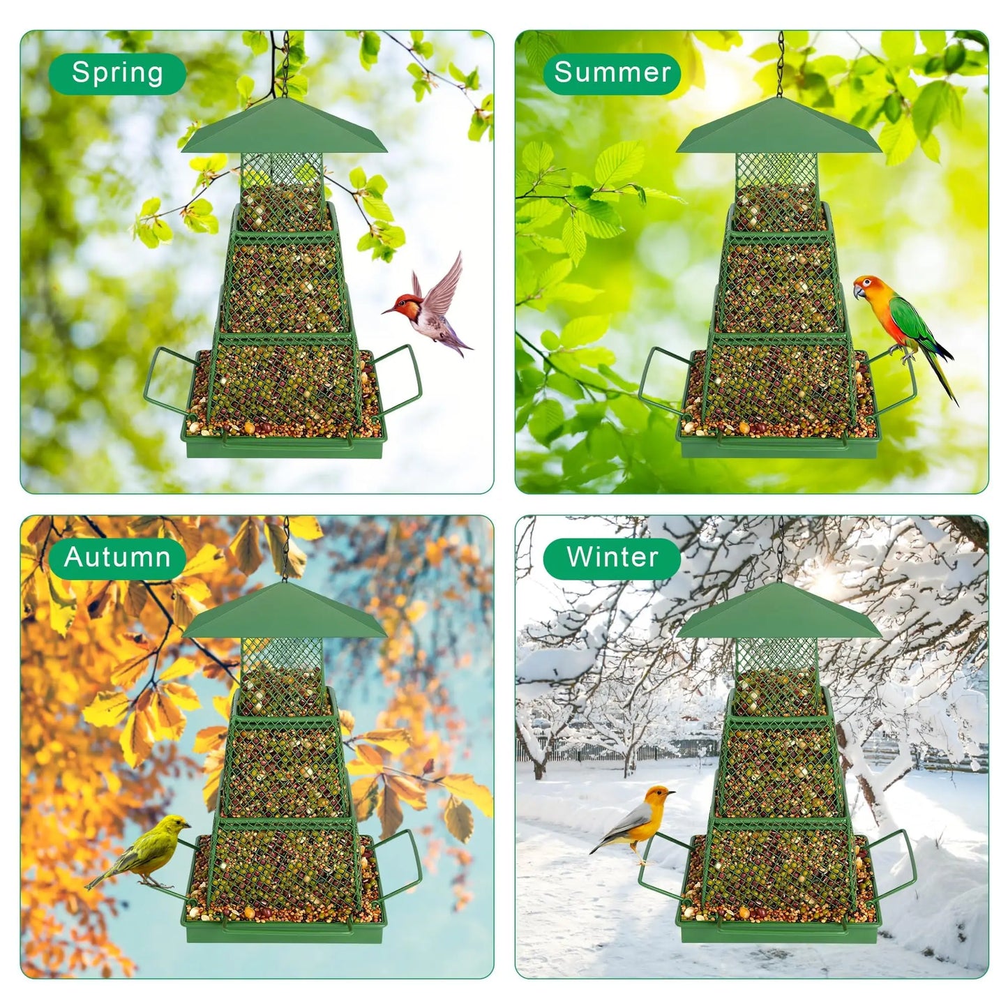 "Seed-Saving" Heavy-Duty Outdoor Bird Feeder