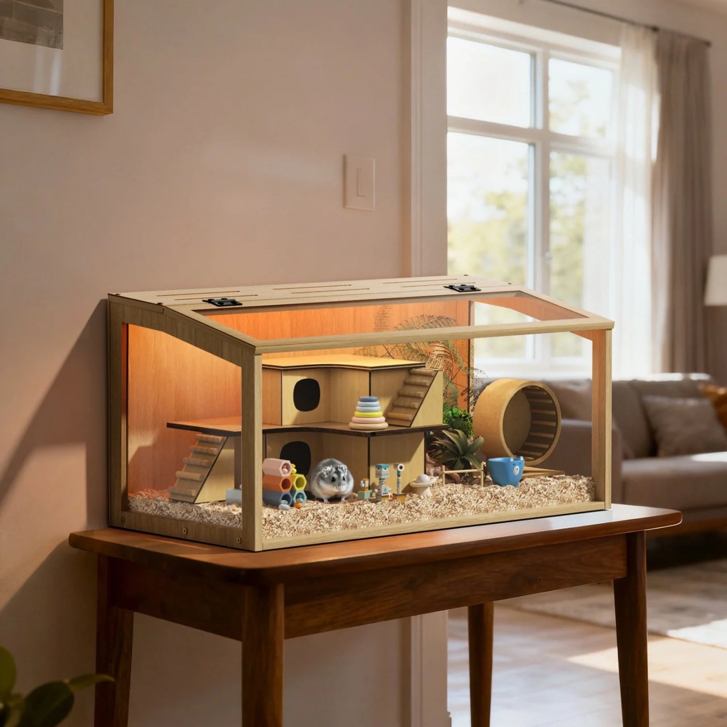 60/80CM Hamster Cage Chewproof Wooden
