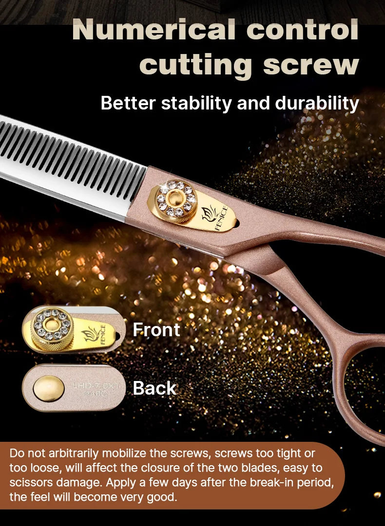 Fenice High-grade 7.5inch JP440C Steel Specials pet grooming thinner scissors