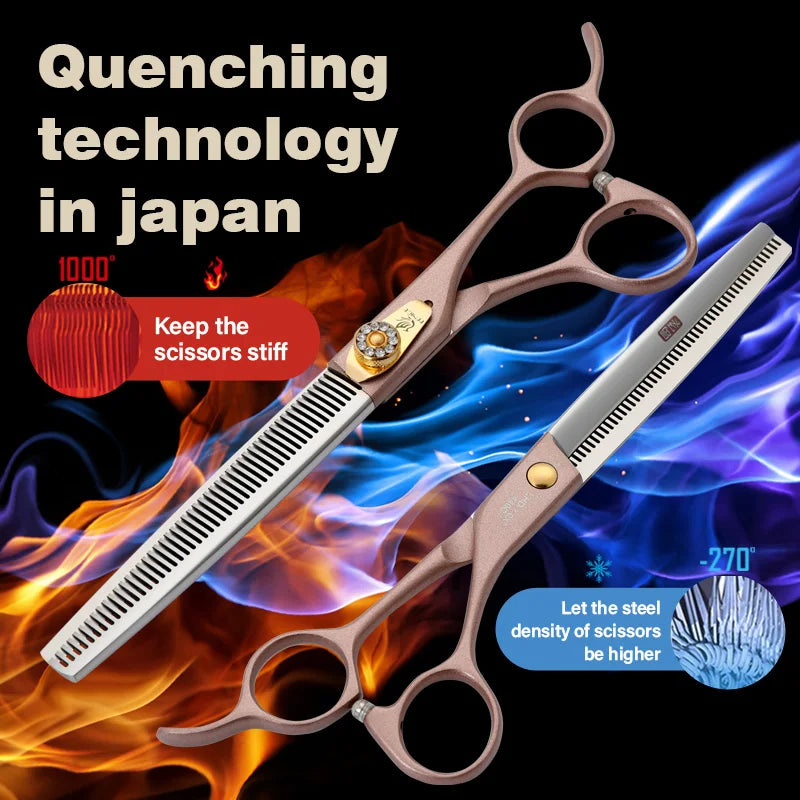 Fenice High-grade 7.5inch JP440C Steel Specials pet grooming thinner scissors