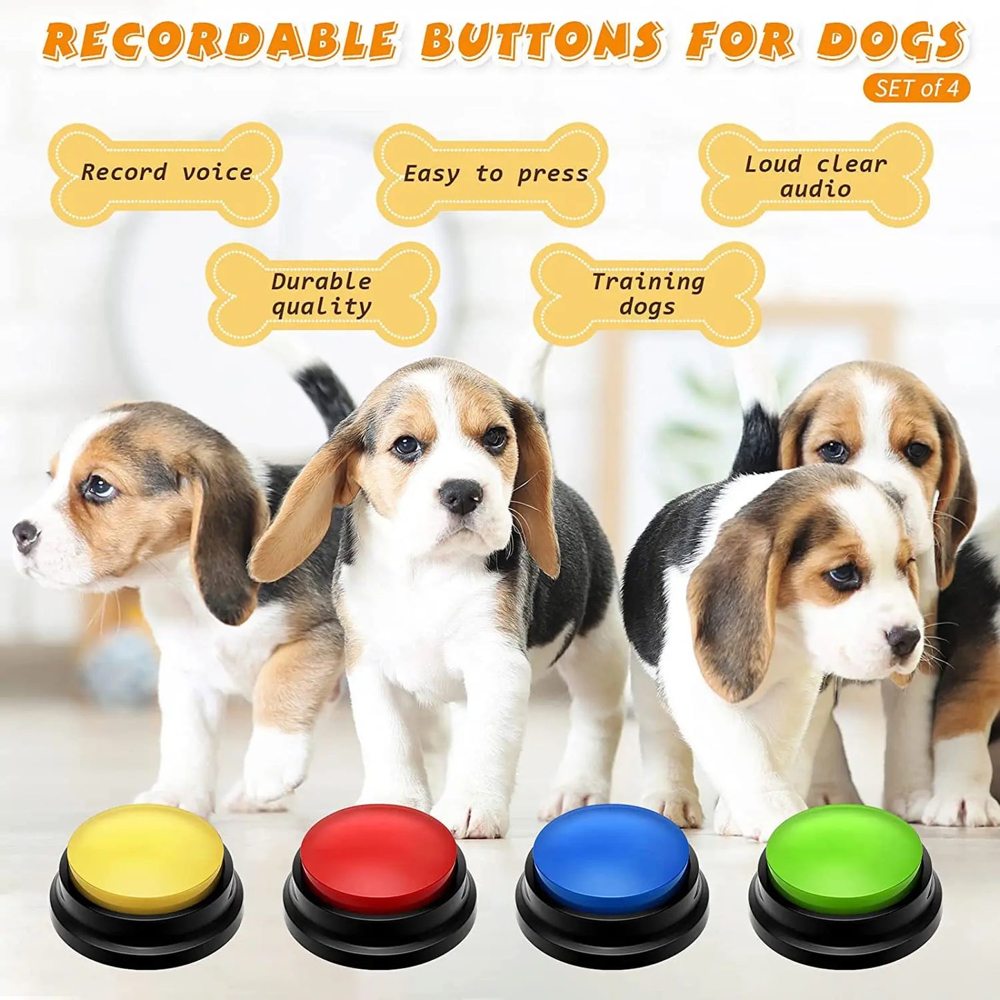 Dog communication button, pet training recording button