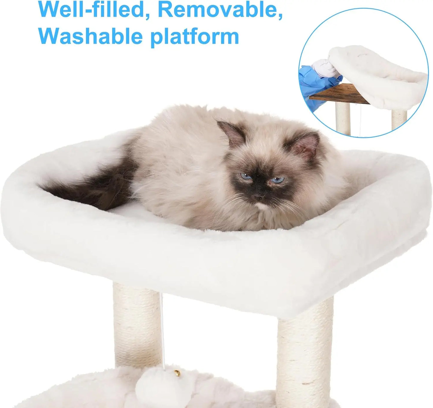 Modern cat tree with litter box enclosure by mypawbloom, all-in-one furniture featuring climbing posts and cozy hideaway for cats.