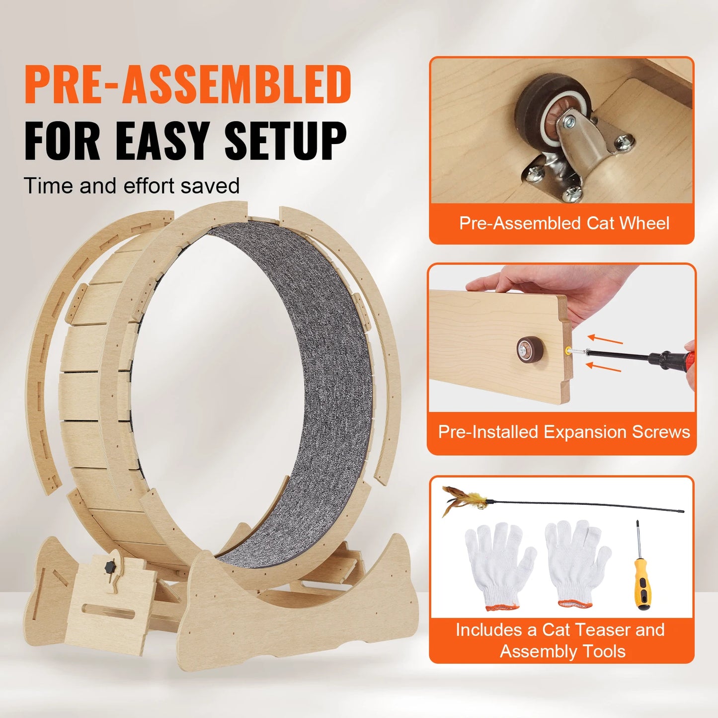 SucceBuy Wooden Cat Exercise Wheel