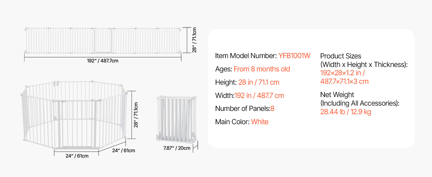 Mypawbloom baby gate in 28-36 inch height with walk-thru design, easy to step over, suitable for pets and children.