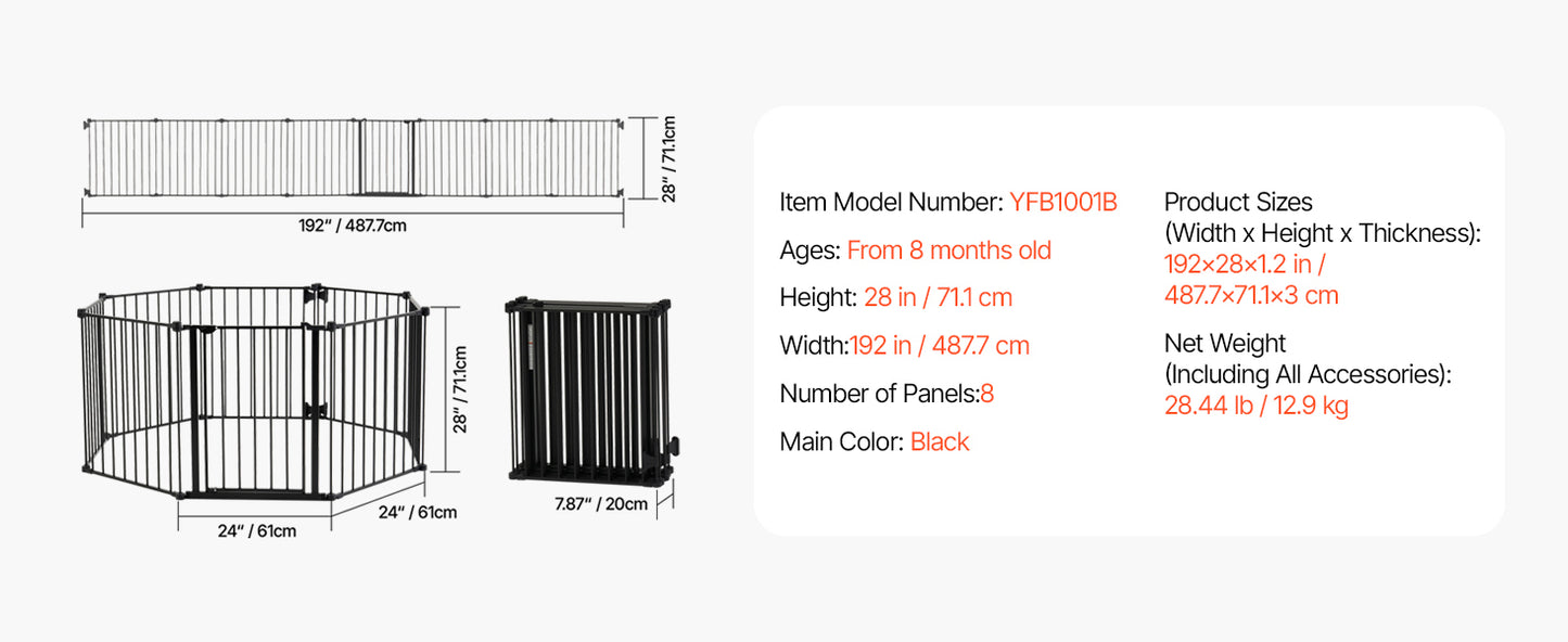 Mypawbloom baby gate with 28-36 inch height, easy step walk-through design, made of metal for pet and child safety.