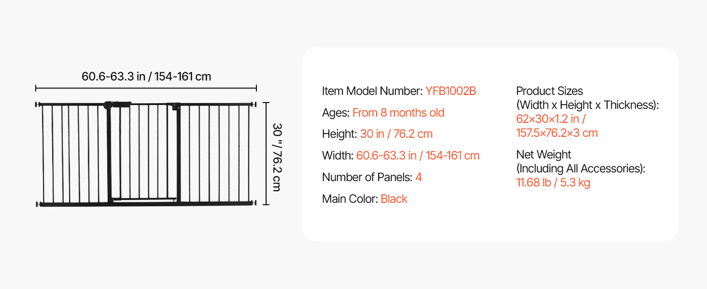 Mypawbloom 28-36 inch high dog gate with easy step walk-through, featuring a sturdy metal frame and secure latch.