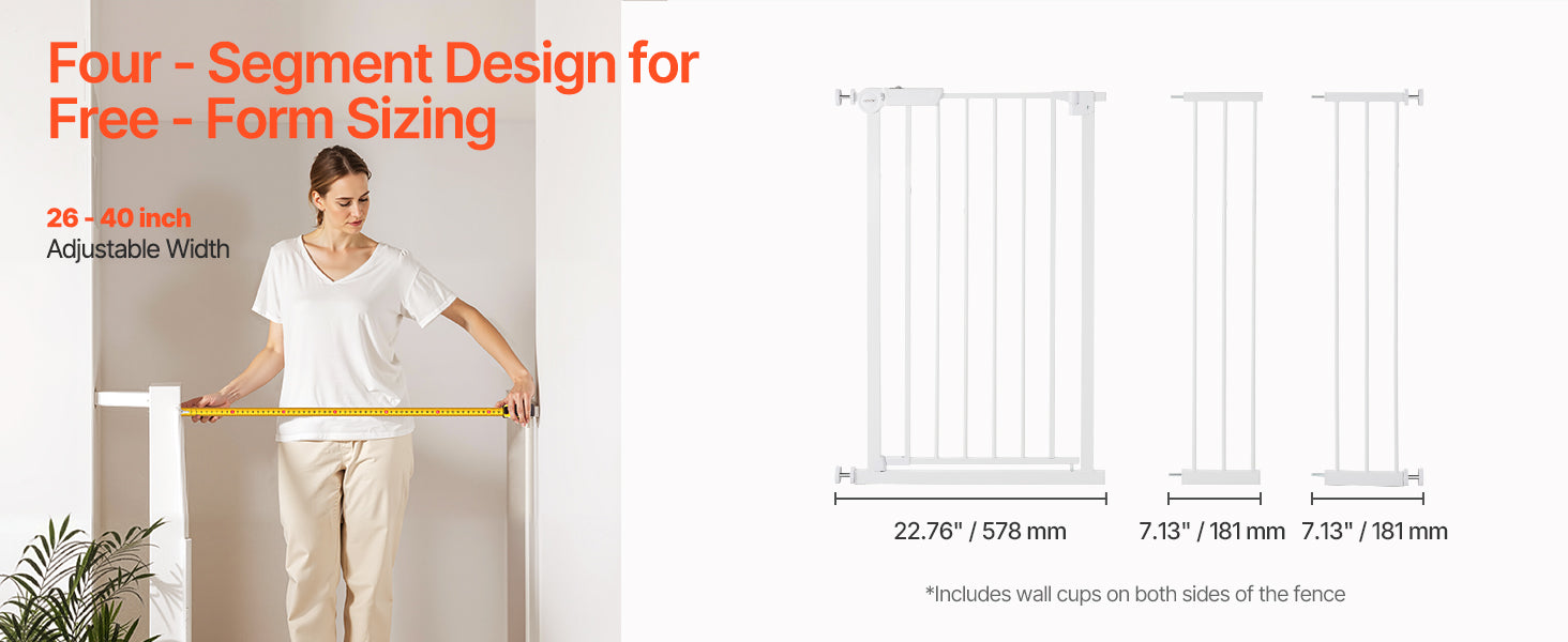 Mypawbloom baby gate in 28-36 inch height, easy step walk-thru design, suitable for pet and child safety, shown in a home doorway.