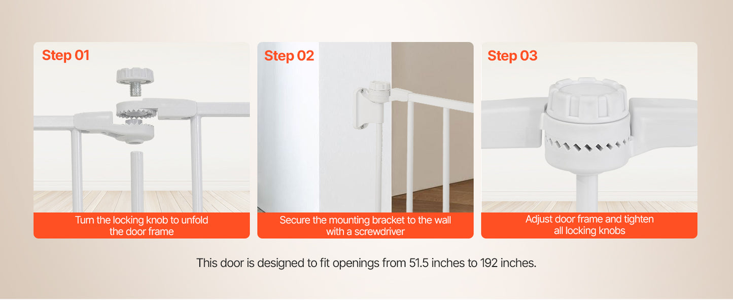 Mypawbloom baby gate, 28-36 inches high, easy step walk-thru, ideal for blocking doorways and staircases, safety barrier for pets.