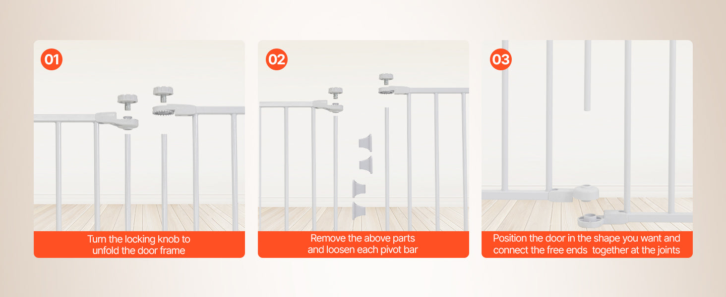 Mypawbloom baby gate with 28-36 inch height, easy step walk-through design, suitable for pets and children, in a neutral finish.