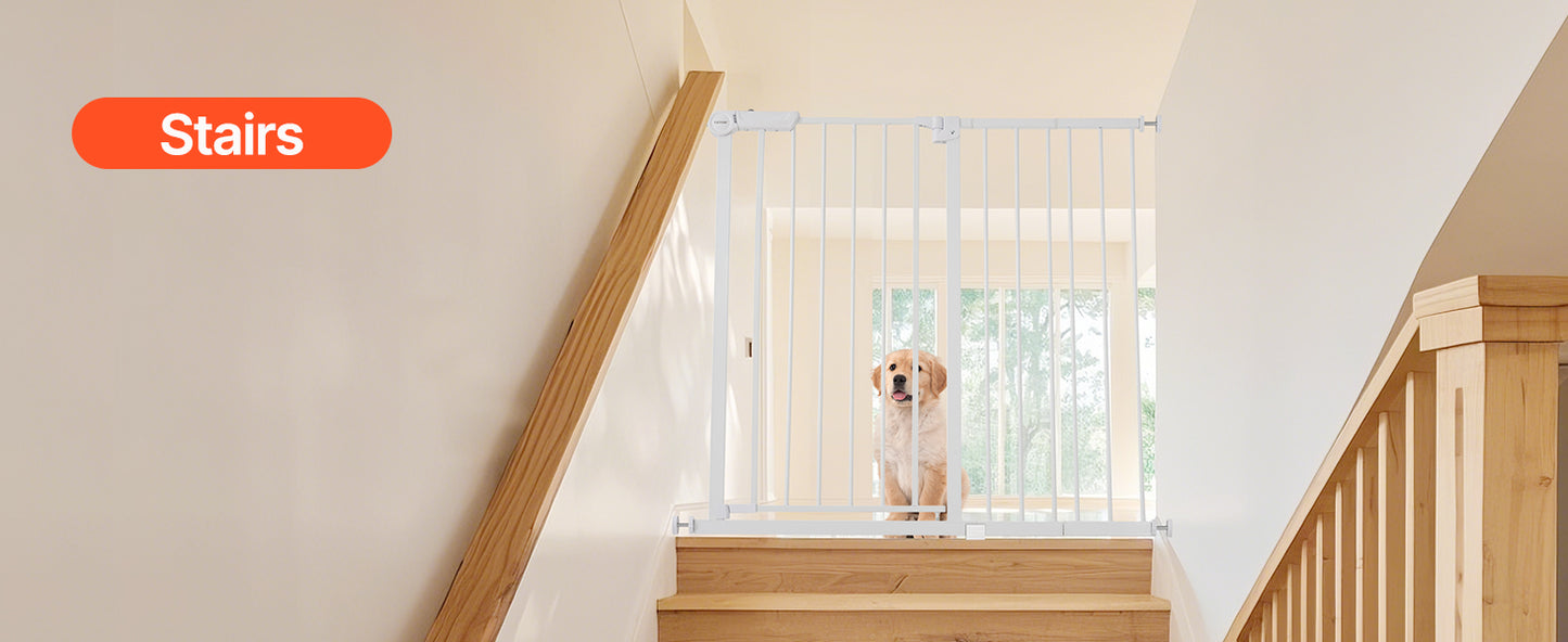 Mypawbloom baby gate in 28, 30, or 36 inches height with easy step walk-through design, suitable for pet and child safety.