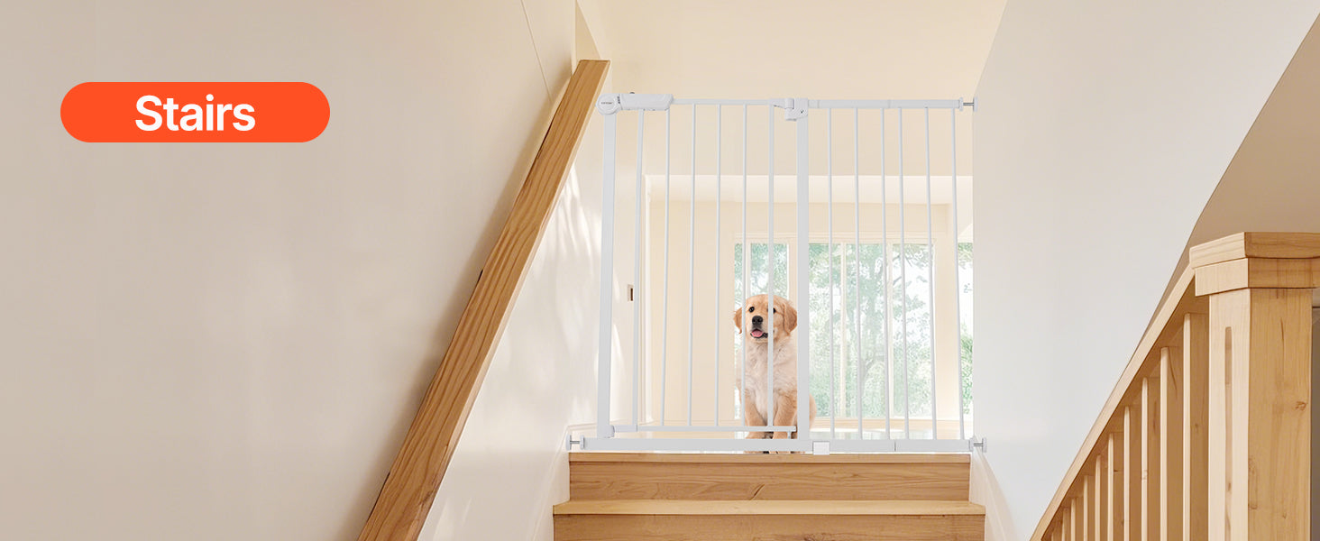 Mypawbloom baby gate in 28, 30, or 36 inches height with easy step walk-through design, suitable for pet and child safety.