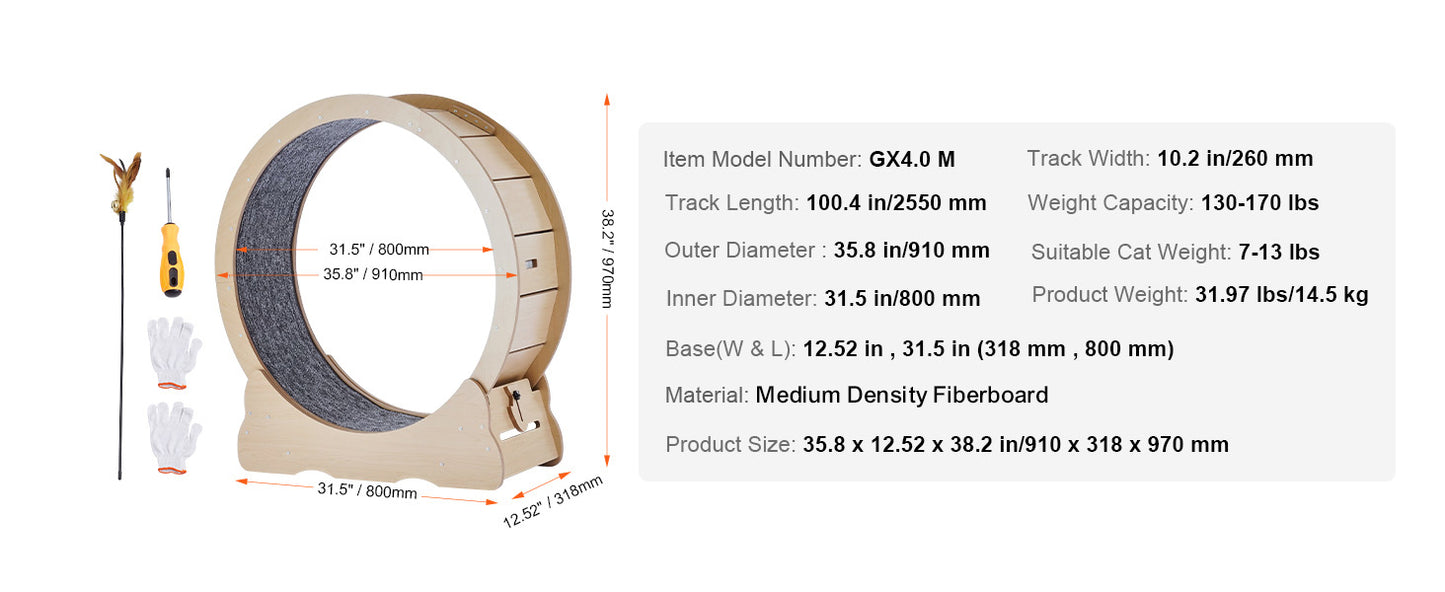 SucceBuy Wooden Cat Exercise Wheel
