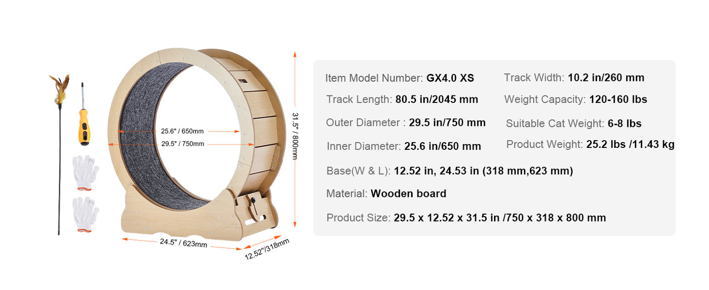 SucceBuy Wooden Cat Exercise Wheel