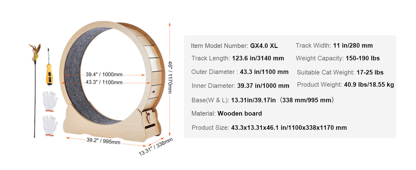 SucceBuy Wooden Cat Exercise Wheel