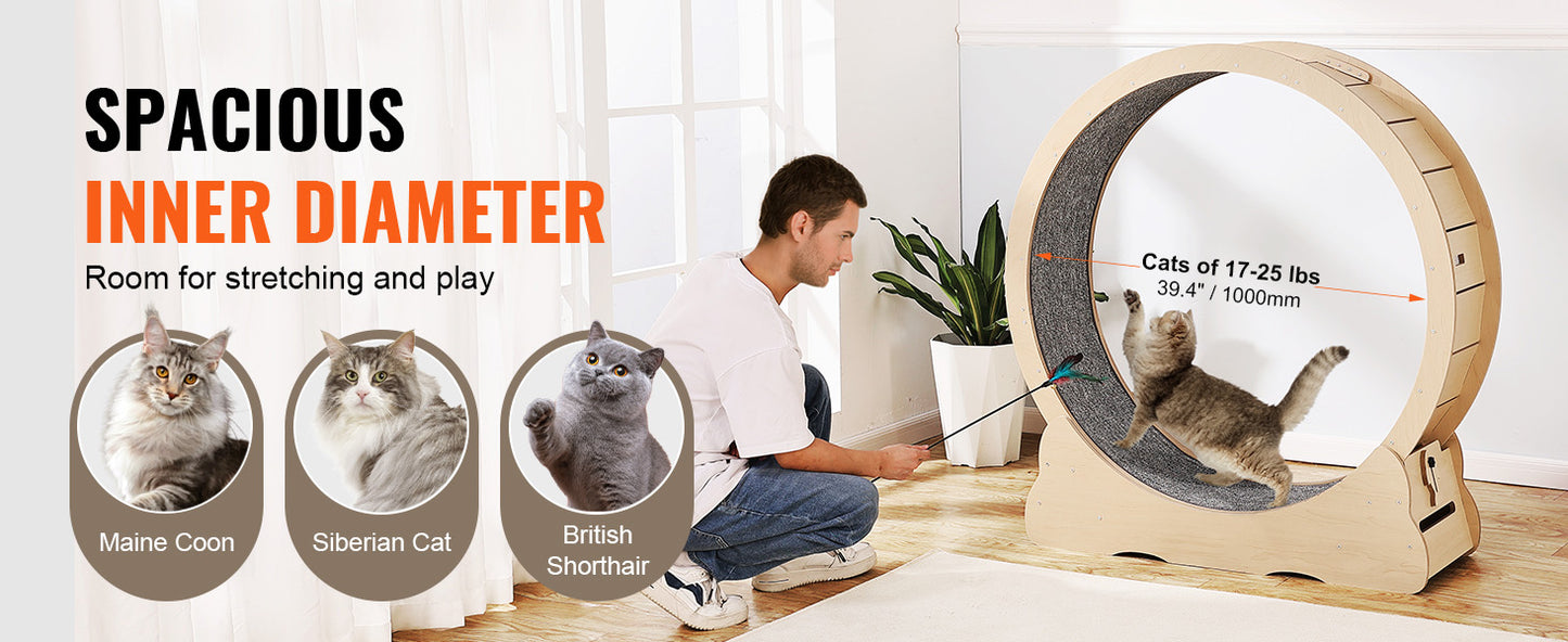 SucceBuy Wooden Cat Exercise Wheel