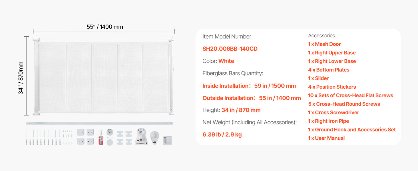 Mypawbloom SucceBuy 55/71/110-inch retractable mesh dog gate, foldable and adjustable, with a 34-inch height for pet safety.