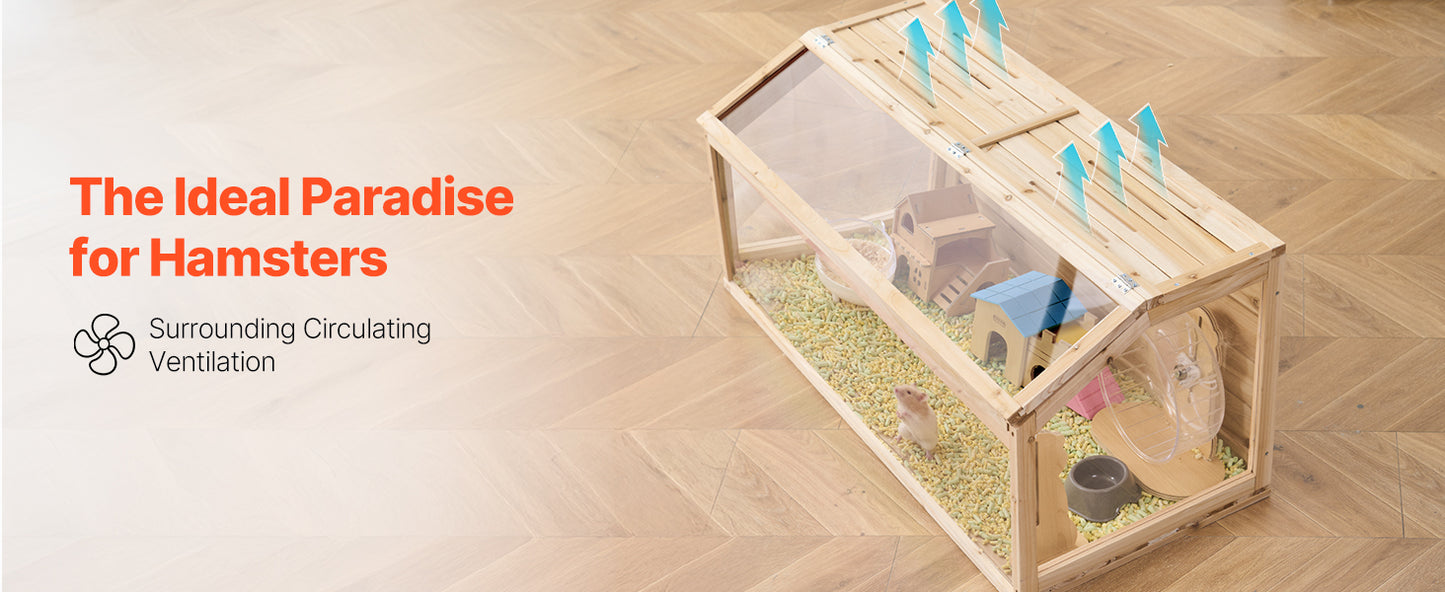 SucceBuy Wooden Hamster Cage 270°